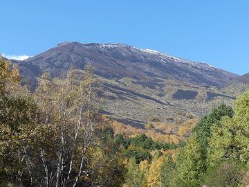 Le cratère NE de l'Etna vu depuis les pentes inférieures orientales du volcan. (Photo: Ingrid Smet)