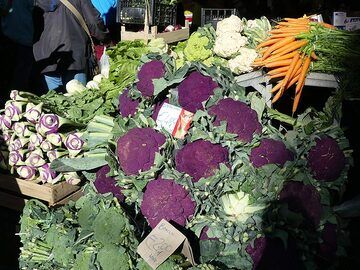 Colourful local produce grown on the fertile volcanic soils of Mt Etna. (Photo: Ingrid Smet)