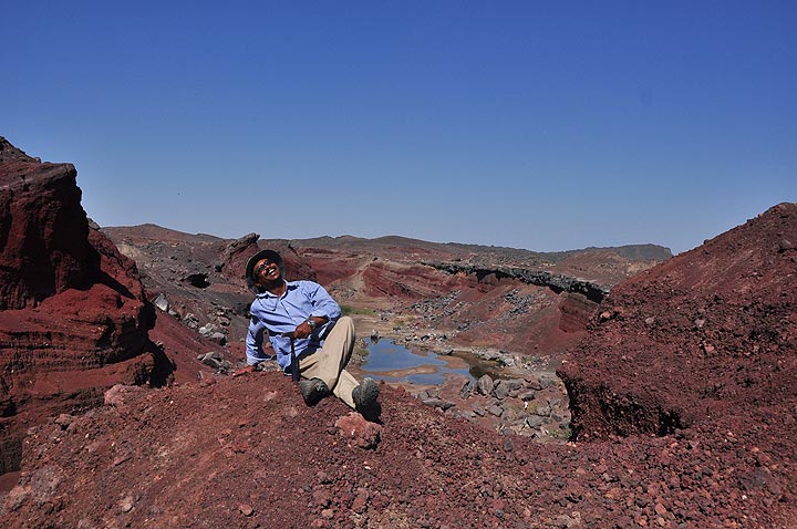 Tour guide Enku at the site of a sudden fissure eruption that occurred some 10 years ago (Photo: Anastasia)
