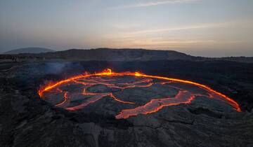 Der aktive Lavasee des Vulkans Erta Ale, Danakil-Senke (Äthiopien) im Dezember 2013 (Photo: Dominik Voegtli)
