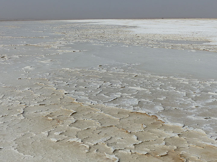DAY 10: Lake Assale - Glistening white salt crystals and brine at the shoreline of lake Assale (Photo: Ingrid)