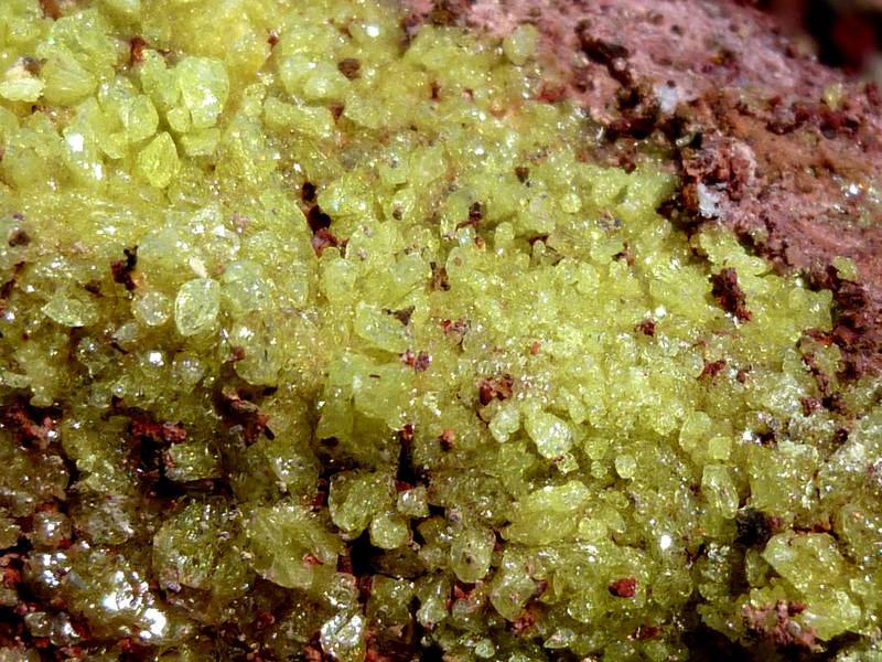 Sulphur crystals growing on lava rocks, Nea Kameni island, Santorini archipelago, Greece (Photo: Janka)