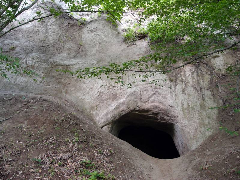 Cave in the ash flow "trass" deposit of the Laacher See eruption in the valley of the little creek Brohl, Eifel region, Germany (Photo: Janka)