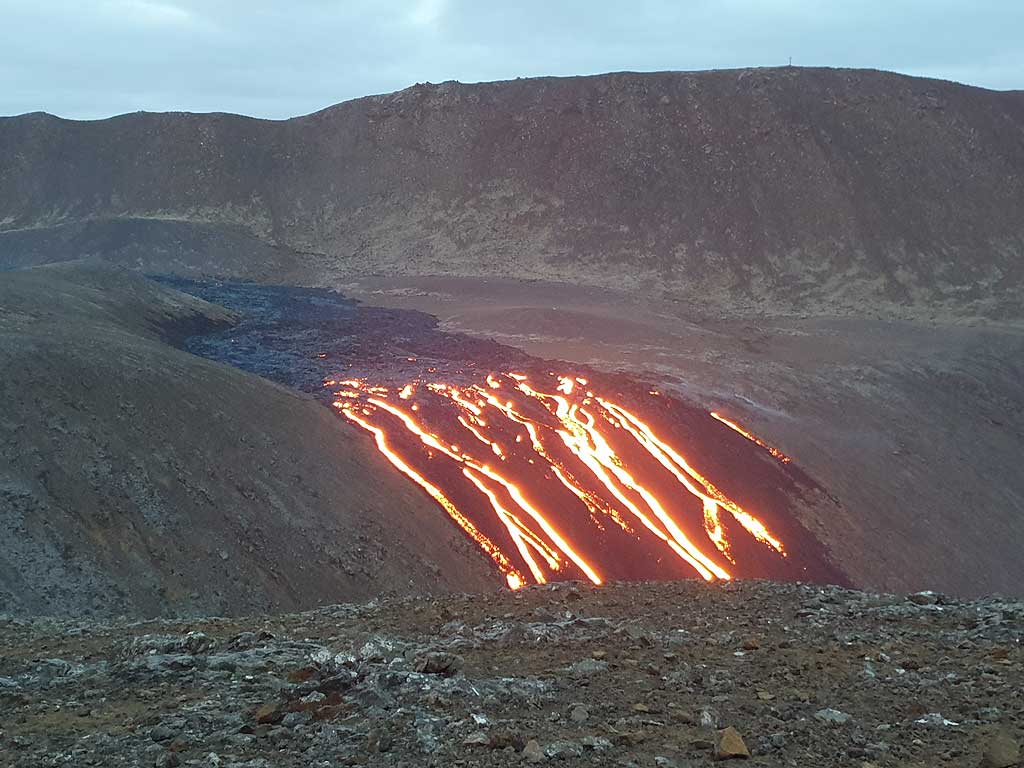 Fagradalsfjall eruption  Iceland  lava fountains and lava 
