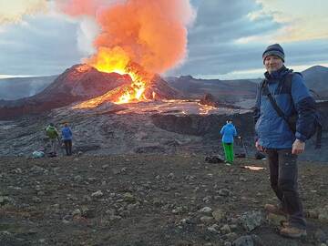 Selfie von Ronny während einer Lavafontänenphase (Photo: Ronny Quireyns)