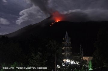 Eruption at Karangetang volcano, Siau Island, Indonesia, in Feb 2015 (Photo: Andi / VolcanoDiscovery Indonesia)