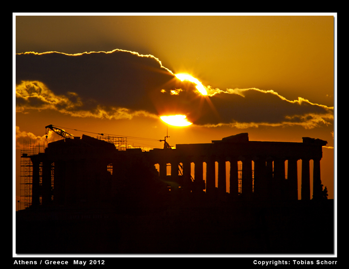 Sonnenuntergang über der Akropolis von Athen. (Photo: Tobias Schorr)