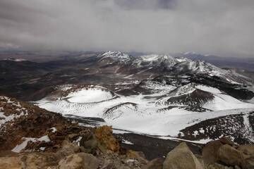 View from the highest Volcano in the world: Snow-covered craters (Photo: ulla)