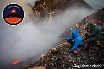 Our group observing the lava lake inside Niri-Mbwelesu crater (Photo: Yashmin Chebli)