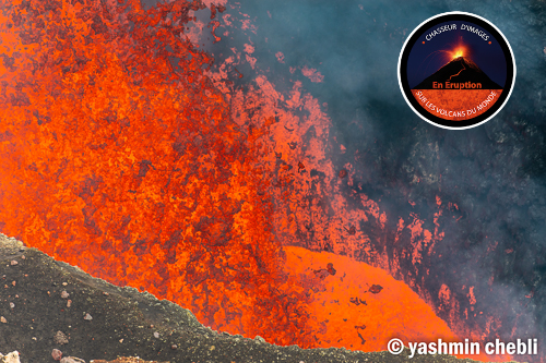 Lava fountain from the lava lake in Benbow's crater (Photo: Yashmin Chebli)