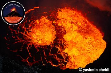 Along with a small group of our recent Vanuatu Volcano Tour, expedition leader Yashmin (see also his website vanuatu-expedition.com) and his group had perfect conditions to observe the very active lava lakes in Ambrym's Benbow and Marum craters from close: (Photo: Yashmin Chebli)