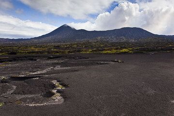Le cratère Benbow s'élève au-dessus de la plaine de cendres. (Photo: Tom Pfeiffer)