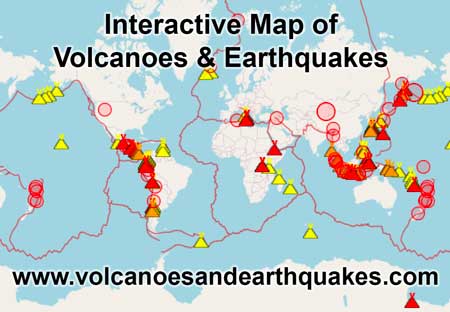 Mapa interactivo de los últimos terremotos y volcanes activos del mundo