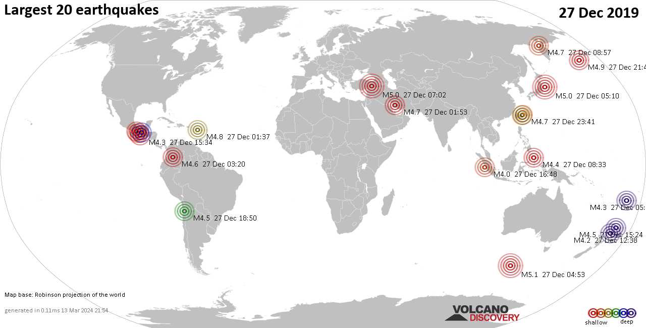 List Maps And Statistics Of The 20 Largest Earthquakes On Friday 27 Dec 2019 Volcanodiscovery 