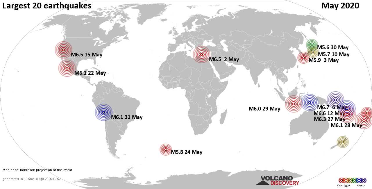 Earthquake Archive Past Quakes Worldwide During May 2020 Liste Und Interaktive Karte List Stats And Interactive Map Volcanodiscovery
