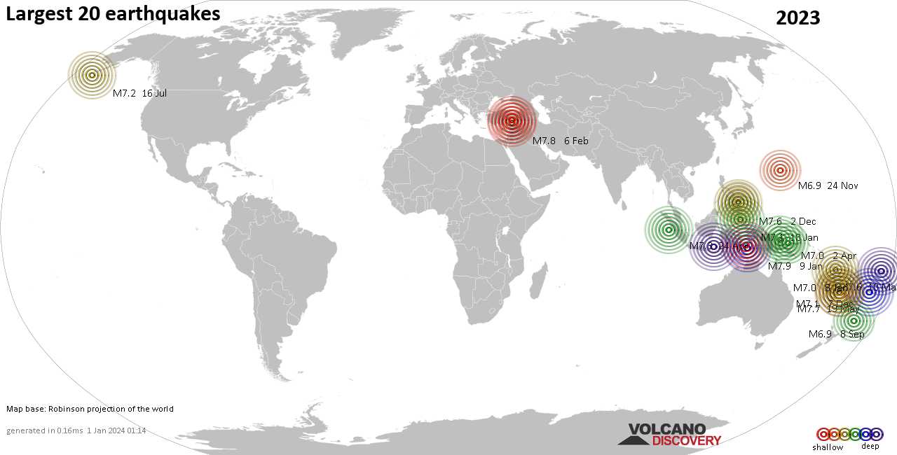 Earthquake Archive: Past Quakes Worldwide in 2023 | VolcanoDiscovery