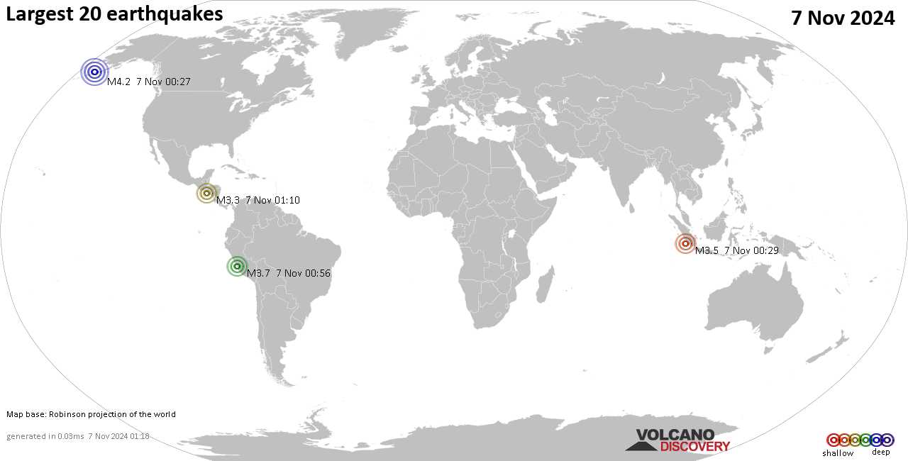 Землетрясения сегодня на карте: последние сильные землетрясения, 7 ноября 2024 года