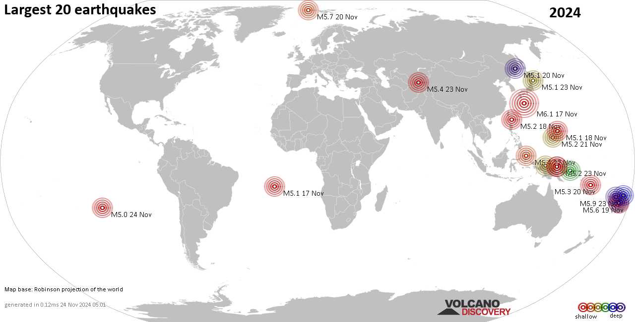 Top 20 Quakes in the World by Country in 2024 VolcanoDiscovery