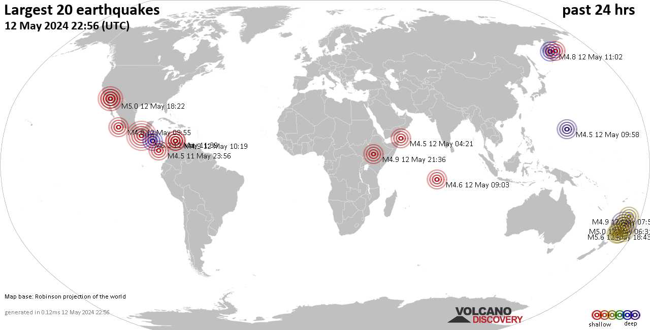 Mapa de terremotos últimas 24 horas
