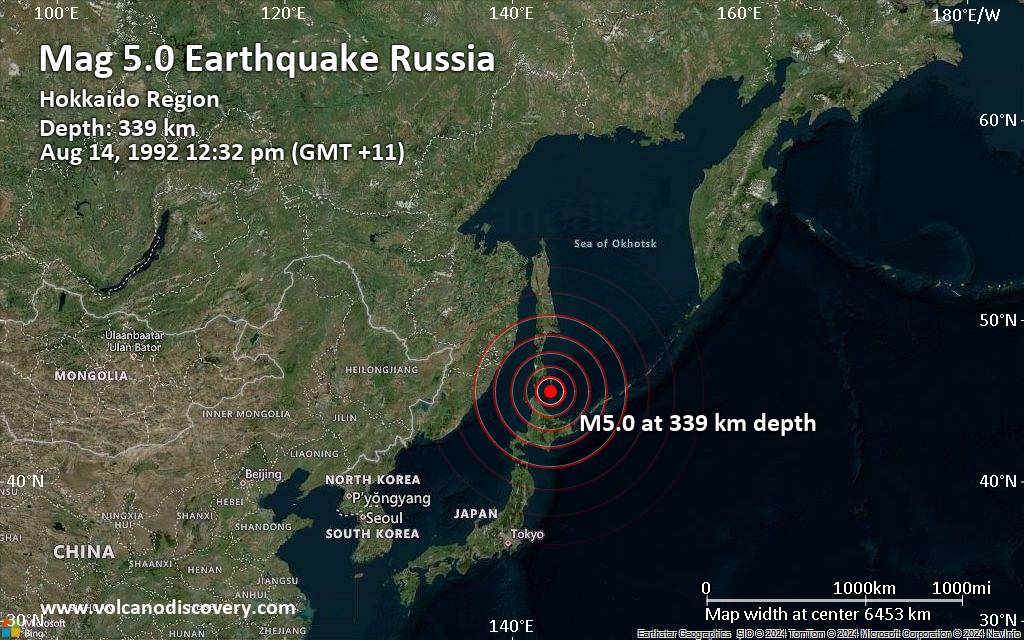 Earthquakes russia map
