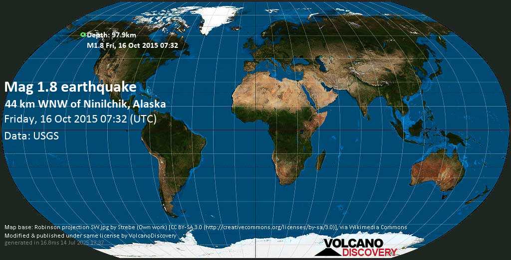 Mag. 1.9 earthquake - - 37km ESE of Redoubt Volcano, Alaska, on 2015-10-15 23:32:42 -08:00