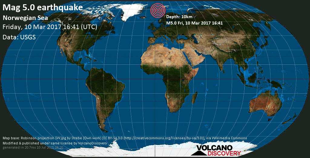 Strong mag. 5.0 earthquake - Norwegian Sea on 2017-03-10 16:41:12 +00:00