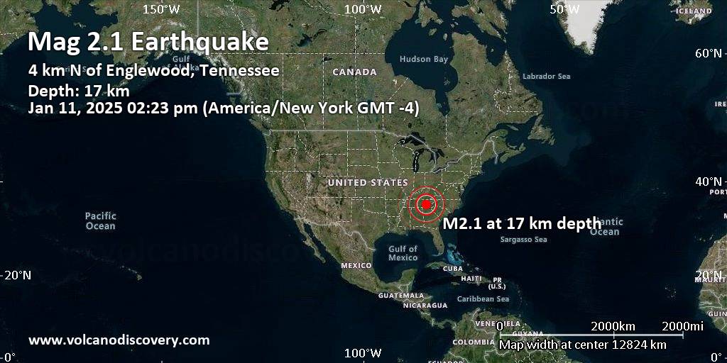 Weak Mag. 2.1 Earthquake - 4 km N of Englewood, Tennessee, on Saturday ...