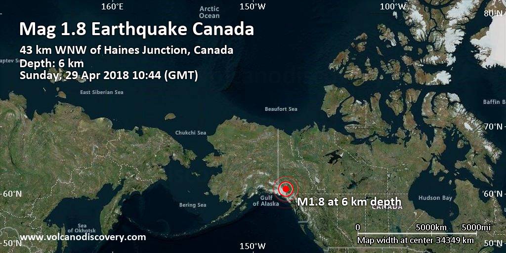 Minor Mag. 1.8 Earthquake - 175 km West of Whitehorse, Whitehorse ...