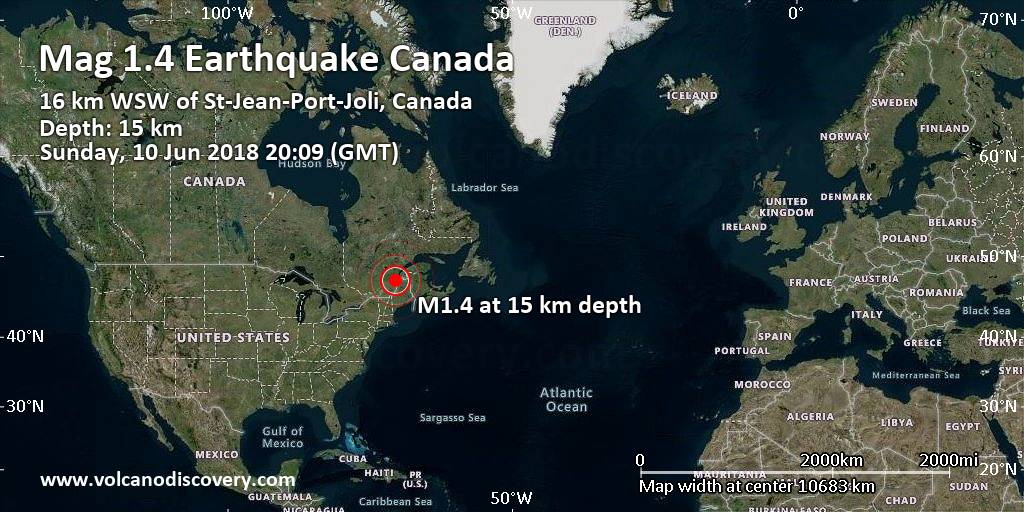 Minor Mag. 1.4 Earthquake - 16 km WSW of St-Jean-Port-Joli, Canada, on ...