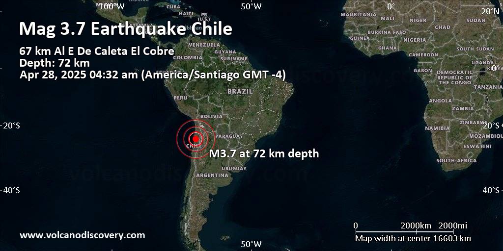 Where was the earthquake in chile today
