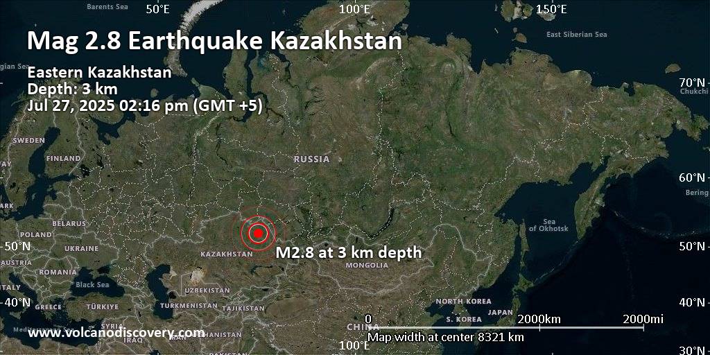 Earthquake today in map