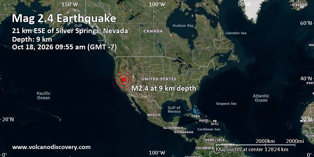 Magnitude 2.8 earthquake strikes Churchill County, Nevada