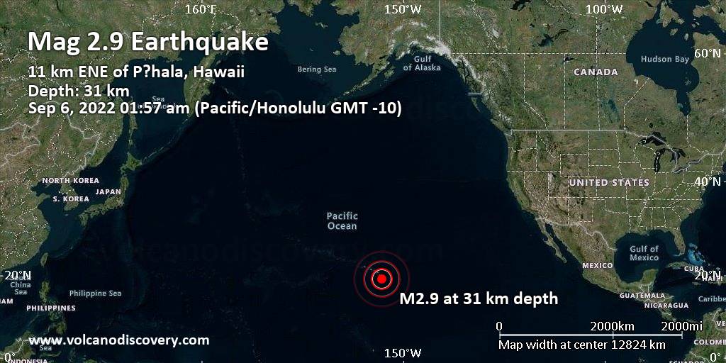 Weak Mag. 2.9 Earthquake - 11 km ENE of P?hala, Hawaii, on Tuesday, Sep ...