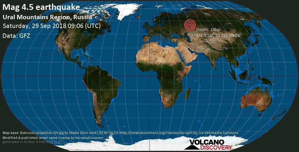 Quake Info Mag 4 5 Earthquake Ural Mountains Region Russia On Saturday 29 September 2018 At 09 06 Gmt 5 User Experience Reports Volcanodiscovery