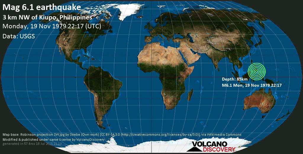 Terremoto forte mag. 6.1 - Mindanao, Philippines, lunedì, 19 novembre 1979