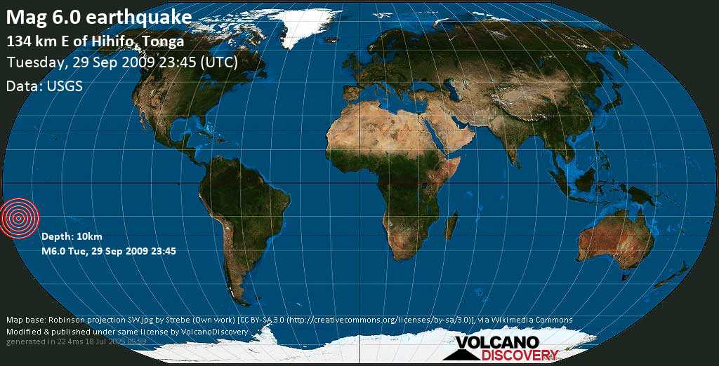 Strong mag. 6.0 earthquake - Samoa Islands Region on Tuesday, 29 September 2009 at 23:45 (GMT)