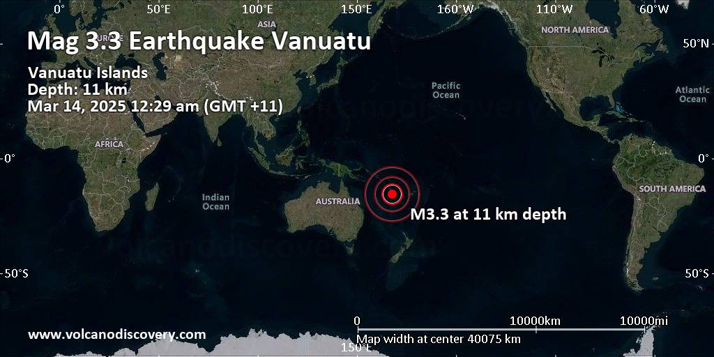 Light Mag. 3.3 Earthquake (unconfirmed) - Coral Sea, 45 km West of Port ...