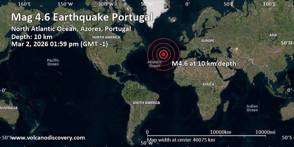 Moderate Mag 4 6 Earthquake North Atlantic Ocean 150 Km Northeast moderate-mag-4-6-earthquake-north-atlantic-ocean-150-km-northeast