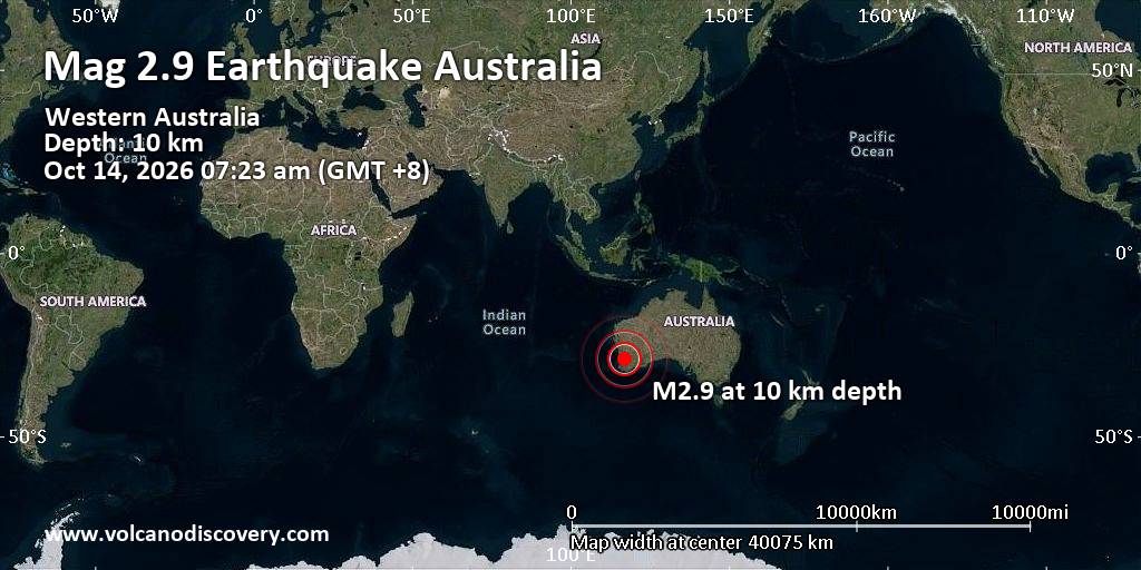 Small Magnitude 2.9 Earthquake Reported Near Northam, Western Australia