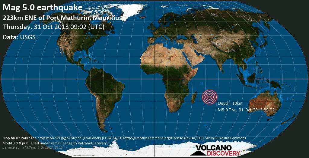 Informe Sismo Leve Terremoto Magnitud 4 9 Indonesian Ocean 1 Km E Of Puerto Louis Port Louis District Mauritius Jueves 31 Oct 13 Volcanodiscovery