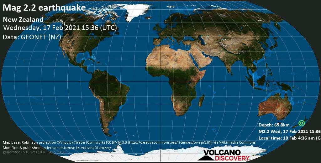 Minor mag. 2.2 earthquake - 16 km south of Nelson, New Zealand, on Thursday, 18 Feb 2021 4:36 am (GMT +13)
