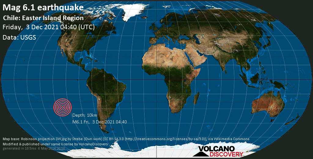 Very strong mag. 6.2 earthquake - South Pacific Ocean, Chile, on Thursday, Dec 2, 2021 at 9:40 pm (GMT -7)