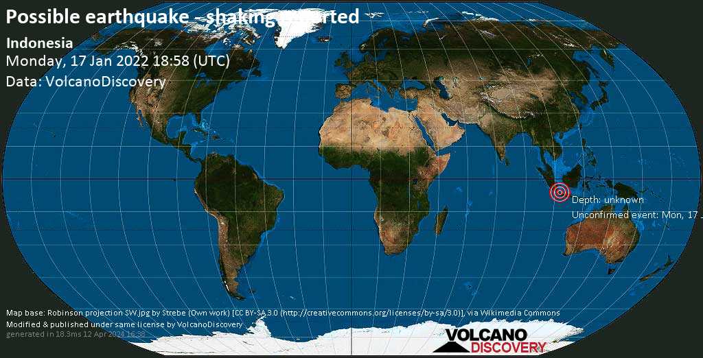 Reported quake or seismic-like event: 4.4 km northwest of Jakarta, Indonesia, Tuesday, Jan 18, 2022 at 1:58 am (GMT +7)