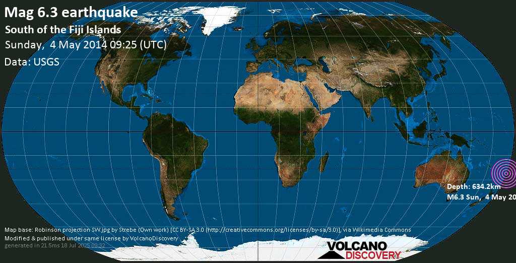 Strong mag. 6.1 earthquake - South Pacific Ocean on Sunday, May 04, 2014 21:25:14