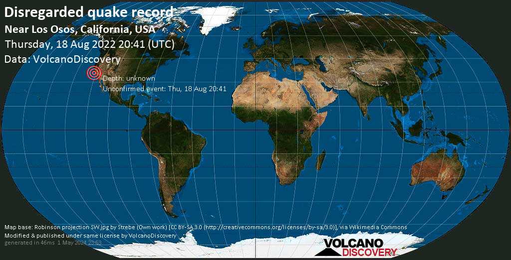 Reported seismic-like event (likely no quake): 24 mi west of Atascadero, San Luis Obispo County, California, USA, Thursday, Aug 18, 2022 at 1:41 pm (GMT -7)