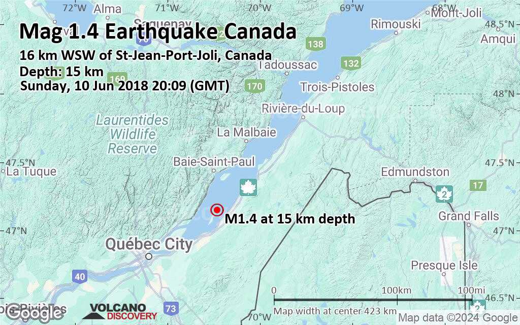 Minor Mag. 1.4 Earthquake - 16 km WSW of St-Jean-Port-Joli, Canada, on ...