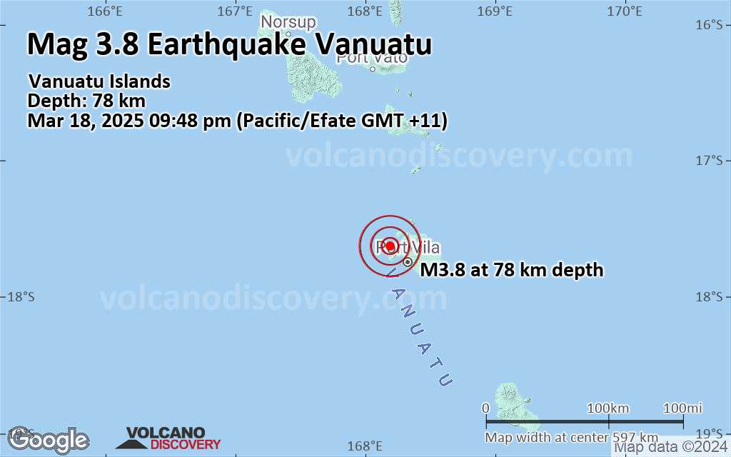 Light Mag. 3.8 Earthquake (unconfirmed) - Vanuatu Islands on Tuesday ...