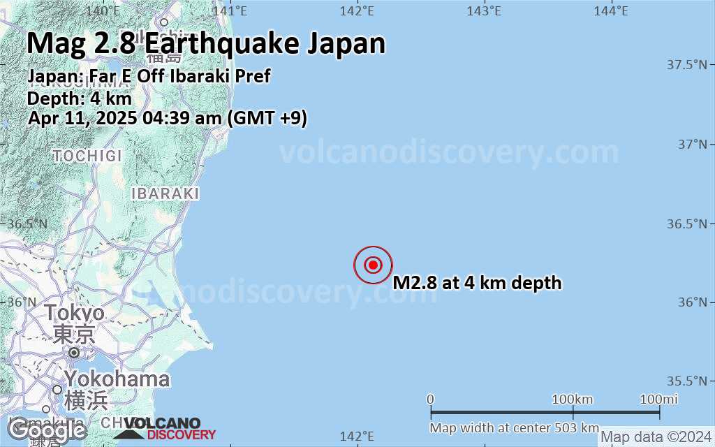 Weak Mag. 2.8 Earthquake - North Pacific Ocean, 227 km East Weak Mag. 2.8 Earthquake - North Pacific Ocean, 227 km East