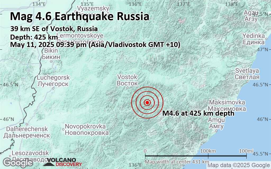 Earthquake in russia map