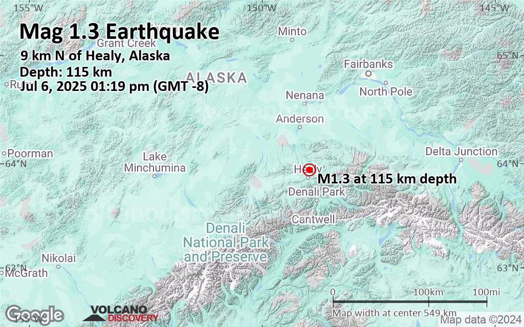 Minor Mag 1 3 Earthquake 5 6 Mi North Of Healy Denali Borough Quakemap Loc 21932698